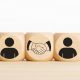 Agreement, partnership or deal concept. People and handshake Icons on wooden blocks. Copy space