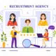 Recruitment Agency Vector Illustration With Managers Searching Candidate For Job Position In Flat Cartoon Hand Drawn Background Templates